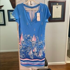Lilly Pulitzer Blue V-Neck Sheath Mini Dress